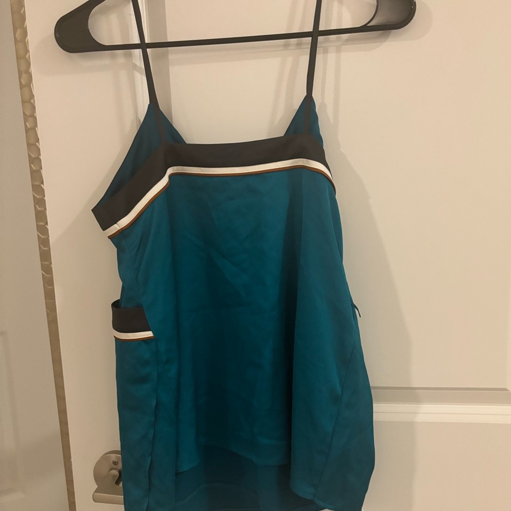 LOFT Teal and Black Strappy Blouse NWOT - Picture 2 of 5